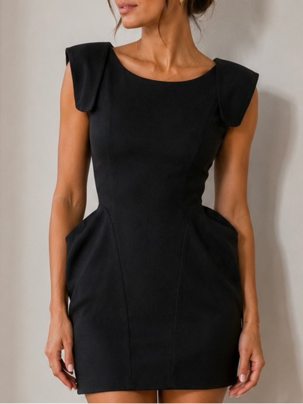 LOVELY DAY BLACK COCKTAIL DRESS | SIDE CUTOUT DETAIL | MIDI | DATE NIGHT| SIZE S